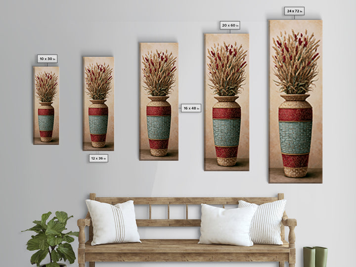 Handwoven Basket with Dried Grasses Framed Canvas Print, Rustic Art, Digital Print, Farmhouse Decor, Fine Art, Rustic, RUS-1x3-84