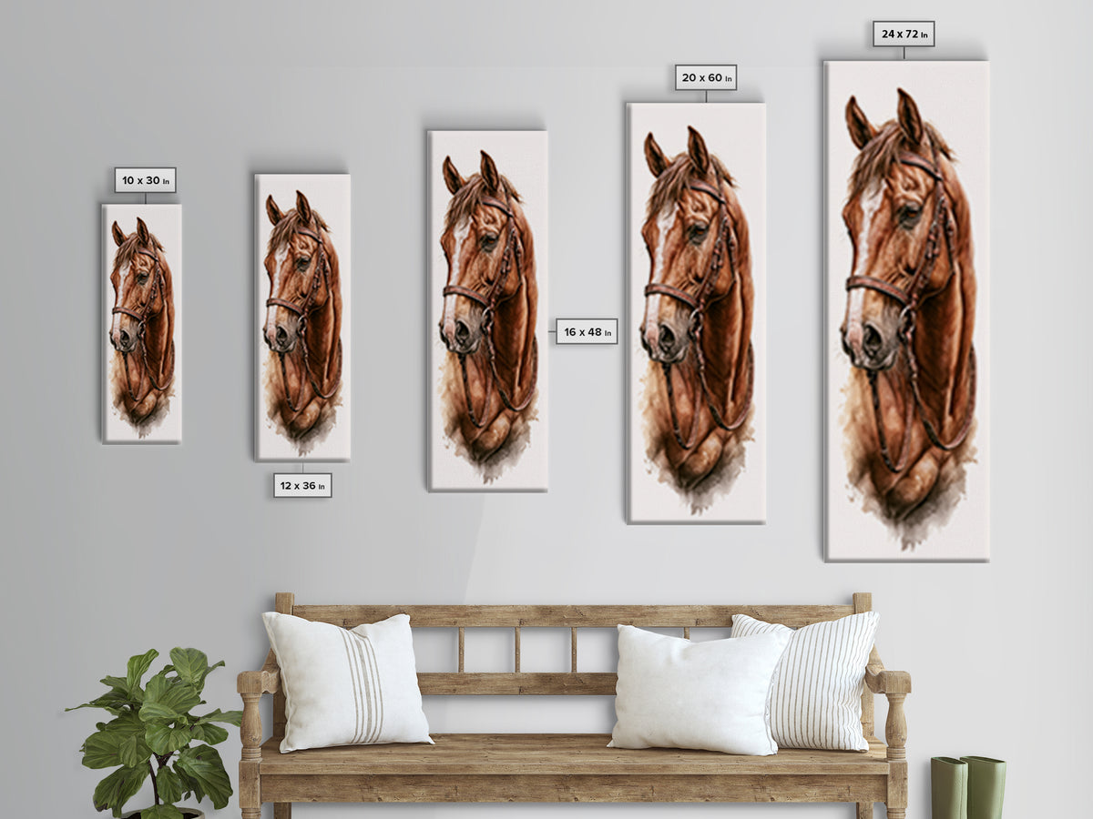 Brown Horse Portrait Canvas Print, Rustic Art, Modern Art, Farmhouse Decor, Fine Art, Rustic, Neutral Decor, Modern Decor, RUS-1x3-89