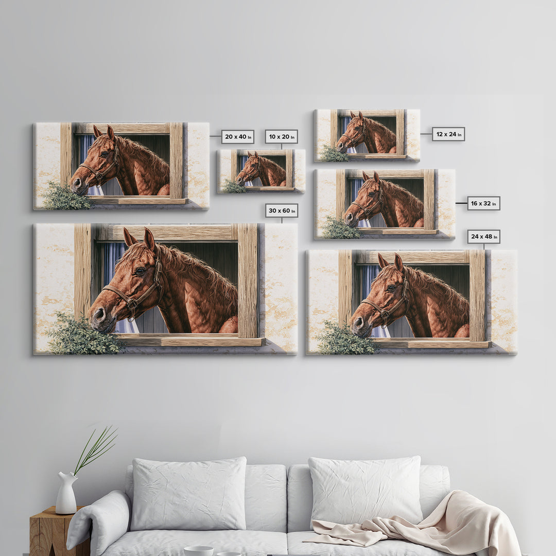 Brown Horse Portrait Framed Canvas Print, Rustic Art, Home Decor, Farmhouse Decor, Fine Art, Rustic, Living Room Decor, RUS-2x1-1
