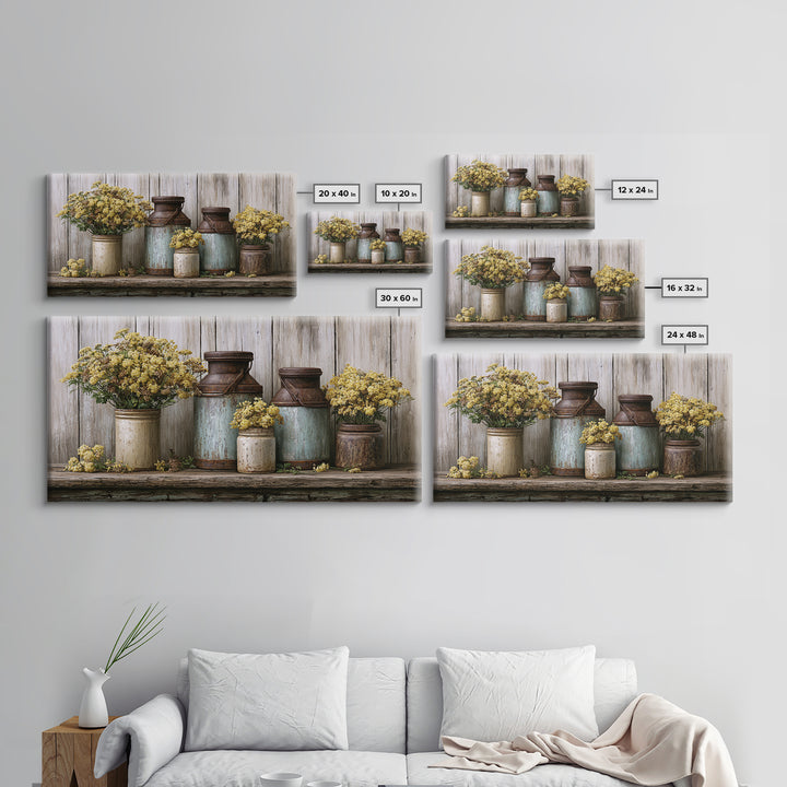 Weathered Barn Wood and Wildflower Still Life Canvas Print, Rustic Art, Wall Art, Farmhouse Decor, Rustic, Living Room Decor, RUS-2x1-21