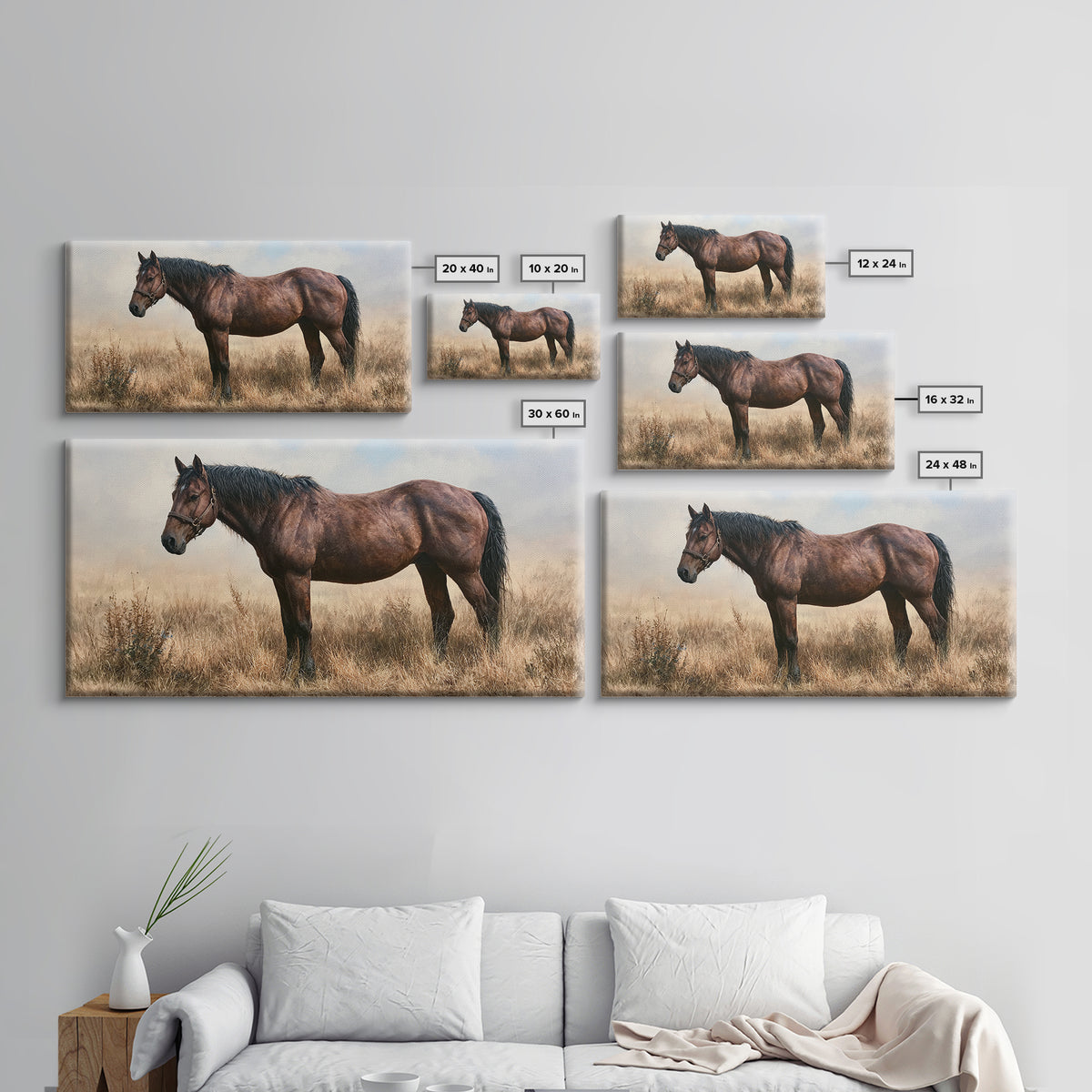 Brown Horse Portrait Canvas Print, Rustic Art, Printable Wall Art, Farmhouse Decor, Fine Art, Rustic, Wood Art, Modern Art, RUS-2x1-49