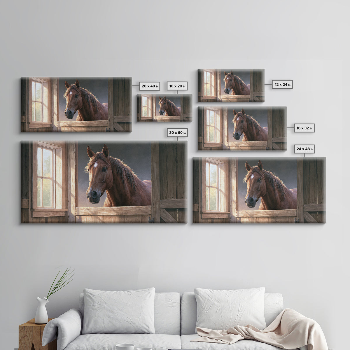 Brown Horse Portrait Canvas Print, Rustic Art, Printable Wall Art, Farmhouse Decor, Fine Art, Rustic, Wood Art, Modern Art, RUS-2x1-73