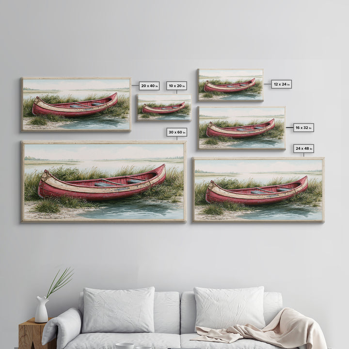 Old Canoe Pulled Onto a Lake Shore Framed Canvas Print, Rustic Art, Farmhouse Decor, Fine Art, Rustic, Gallery Wall Art, RUS-2x1-88