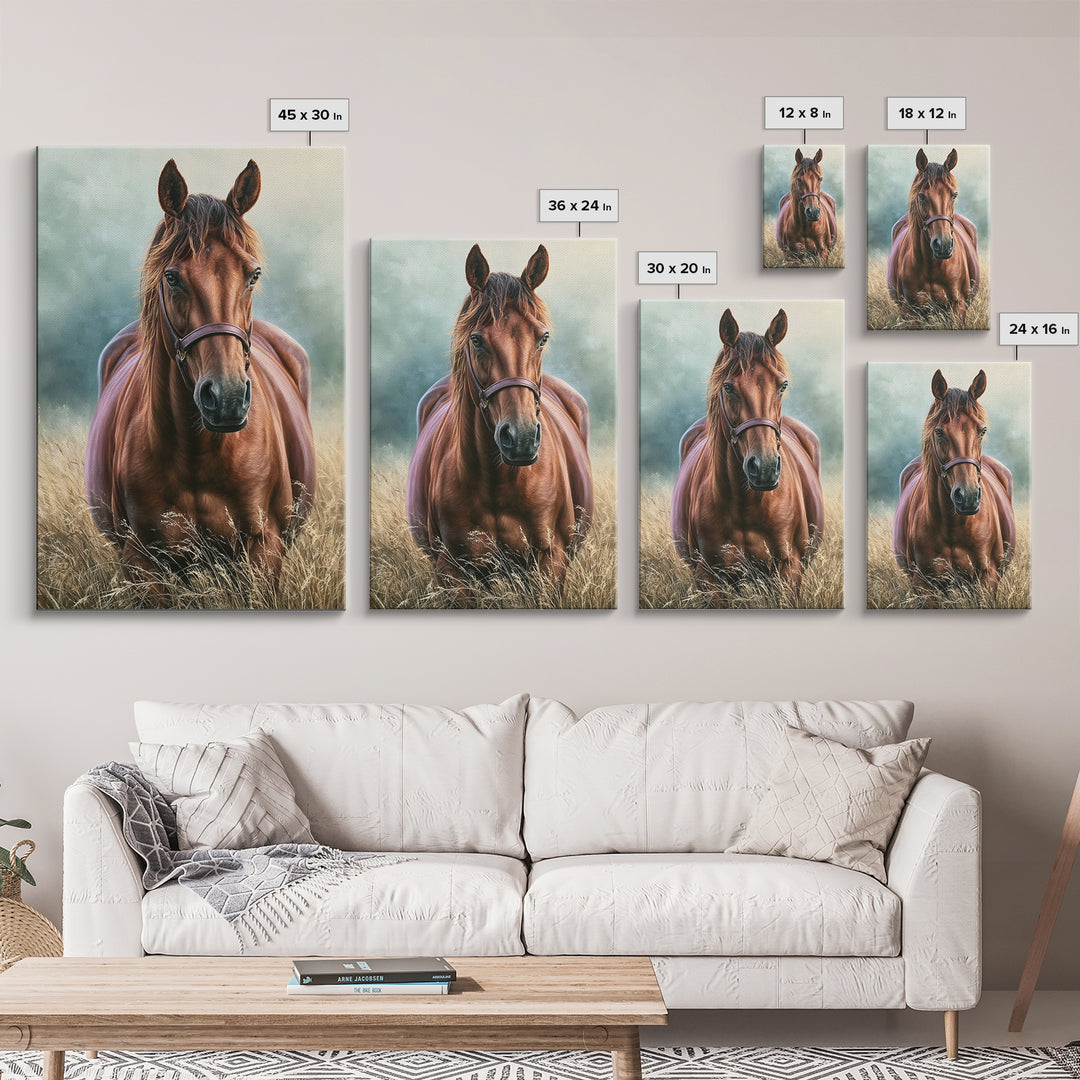 Brown Horse Portrait Framed Canvas Print, Rustic Art, Painting, Farmhouse Decor, Fine Art, Rustic, Boho Wall Art, 3d Wall Art, RUS-2x3-13