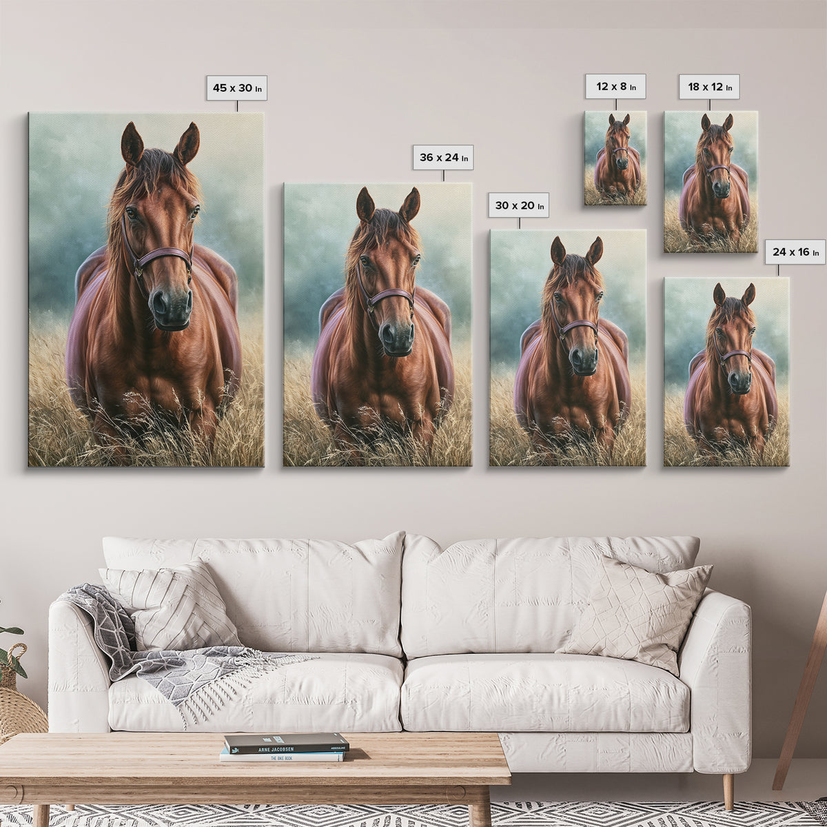 Brown Horse Portrait Framed Canvas Print, Rustic Art, Painting, Farmhouse Decor, Fine Art, Rustic, Boho Wall Art, 3d Wall Art, RUS-2x3-13