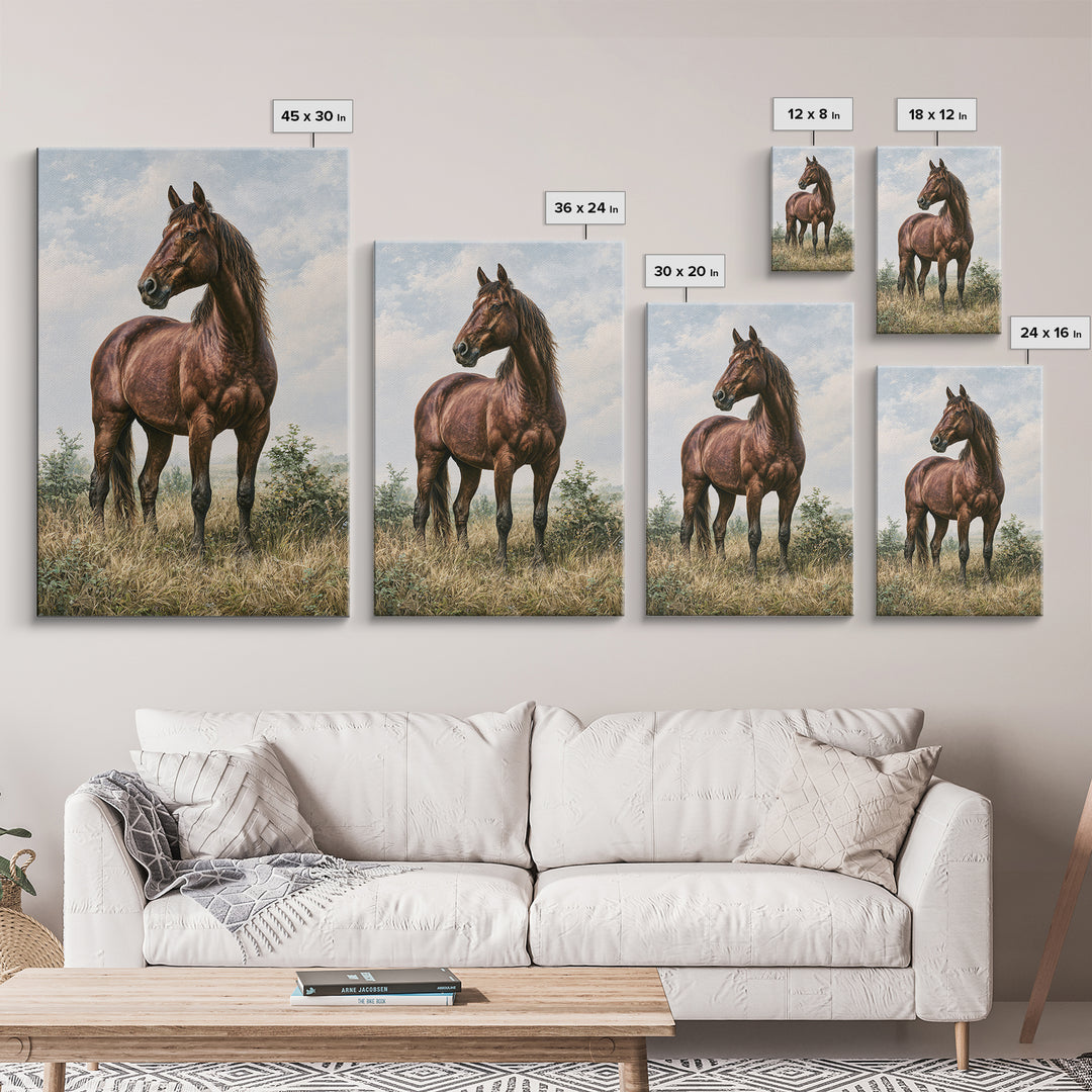 Brown Horse Portrait Framed Canvas Print, Rustic Art, Painting, Farmhouse Decor, Fine Art, Rustic, Boho Wall Art, 3d Wall Art, RUS-2x3-37