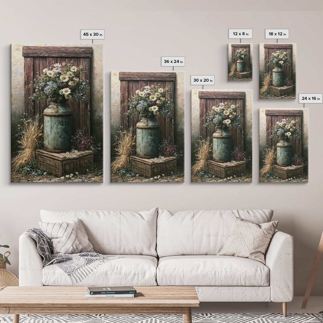 Weathered Barn Wood and Wildflower Still Life Canvas Print, Rustic Art, Living Room Decor, Farmhouse Decor, Fine Art, Rustic, RUS-2x3-57