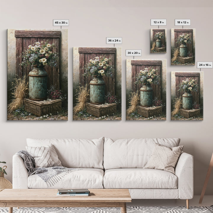 Weathered Barn Wood and Wildflower Still Life Canvas Print, Rustic Art, Living Room Decor, Farmhouse Decor, Fine Art, Rustic, RUS-2x3-57