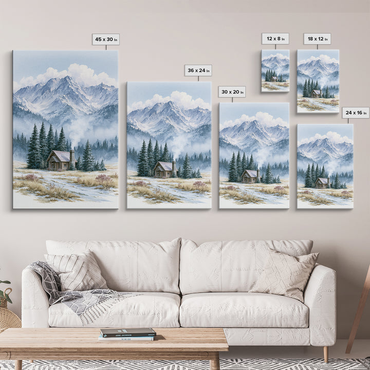 Winter Mountain Scene Canvas Print, Rustic Art, Farmhouse Wall Art, Farmhouse Decor, Fine Art, Rustic, Statement Artwork, RUS-2x3-7