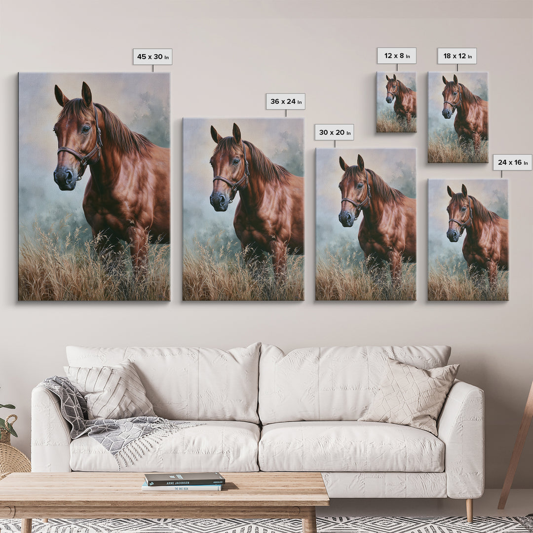 Brown Horse Portrait Framed Canvas Print, Rustic Art, Abstract Wall Art, Farmhouse Decor, Fine Art, Rustic, Landscape Art, RUS-2x3-85