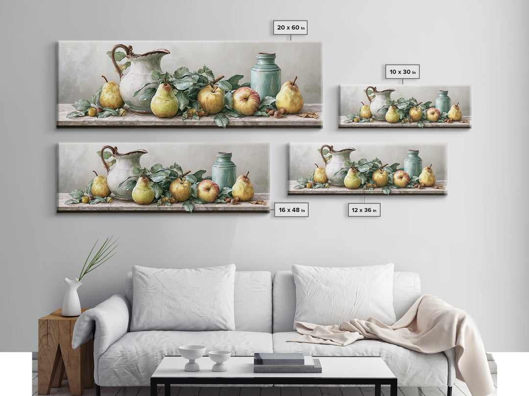 Rustic Pear and Apple Still Life Canvas Print, Rustic Art, Printable Art, Farmhouse Decor, Fine Art, Rustic, Farmhouse Wall Art, RUS-3x1-13