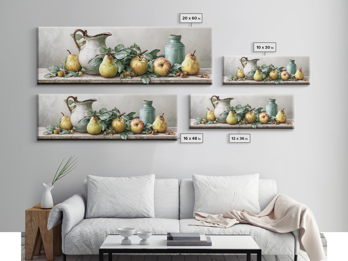 Rustic Pear and Apple Still Life Canvas Print, Rustic Art, Printable Art, Farmhouse Decor, Fine Art, Rustic, Farmhouse Wall Art, RUS-3x1-13