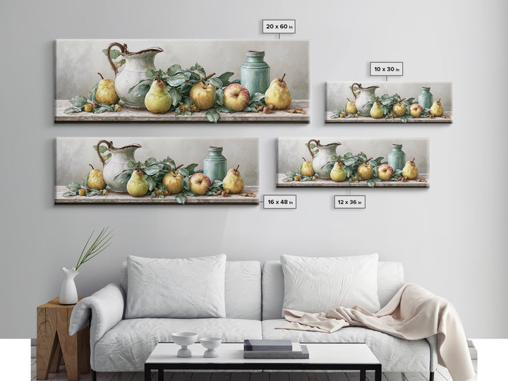 Rustic Pear and Apple Still Life Canvas Print, Rustic Art, Printable Art, Farmhouse Decor, Fine Art, Rustic, Farmhouse Wall Art, RUS-3x1-13