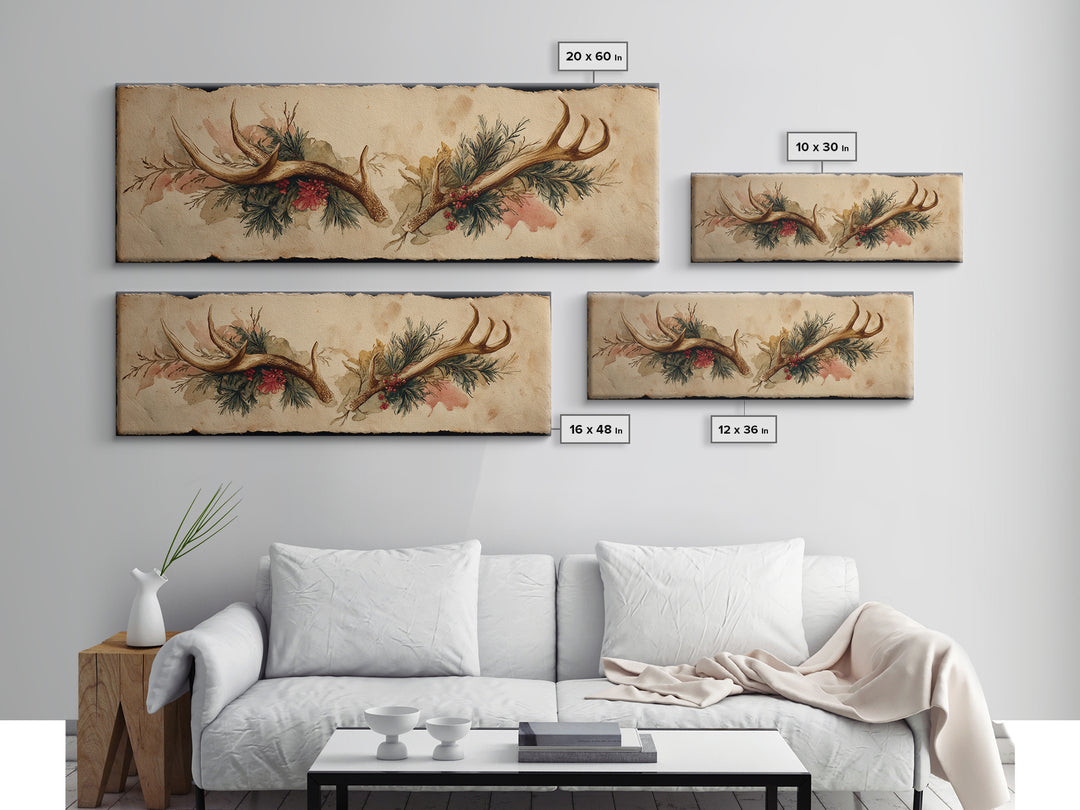 Winter Mountain Scene Framed Canvas Print, Rustic Art, Downloadable Art, Farmhouse Decor, Fine Art, Rustic, Textured Painting, RUS-3x1-15