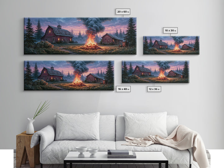 Campfire under a Starry Sky Canvas Print, Rustic Art, Printable Art, Farmhouse Decor, Watercolor Art, Rustic, RUS-3x1-50