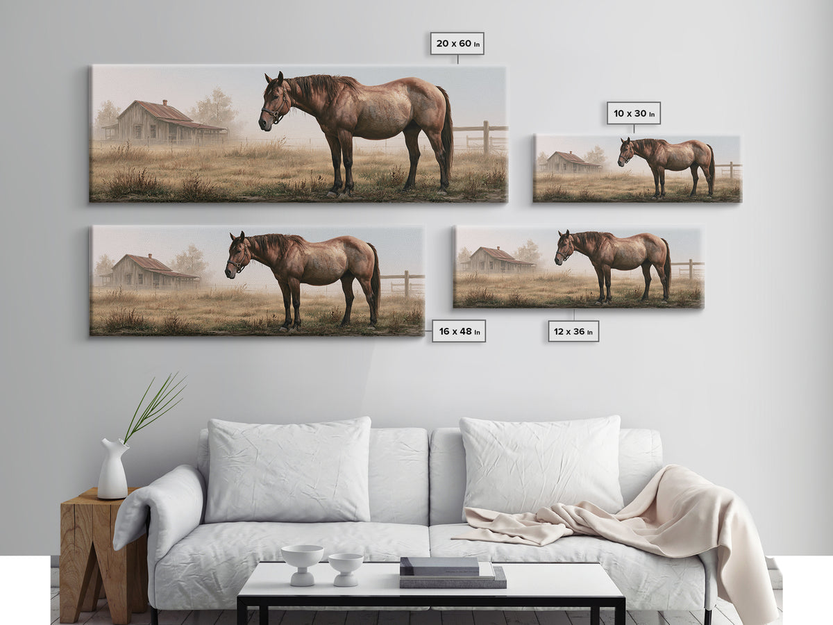 Brown Horse Portrait Canvas Print, Rustic Art, Gallery Wall Set, Farmhouse Decor, Fine Art, Rustic, Minimalist Decor, RUS-3x1-93