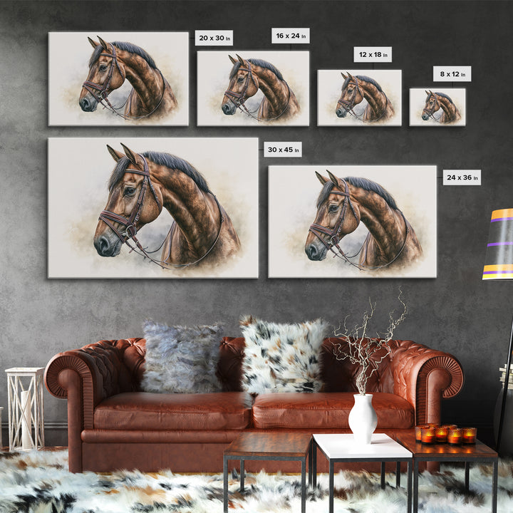 Brown Horse Portrait Canvas Print, Rustic Art, Modern Art, Farmhouse Decor, Fine Art, Rustic, Neutral Decor, Modern Decor, RUS-3x2-33