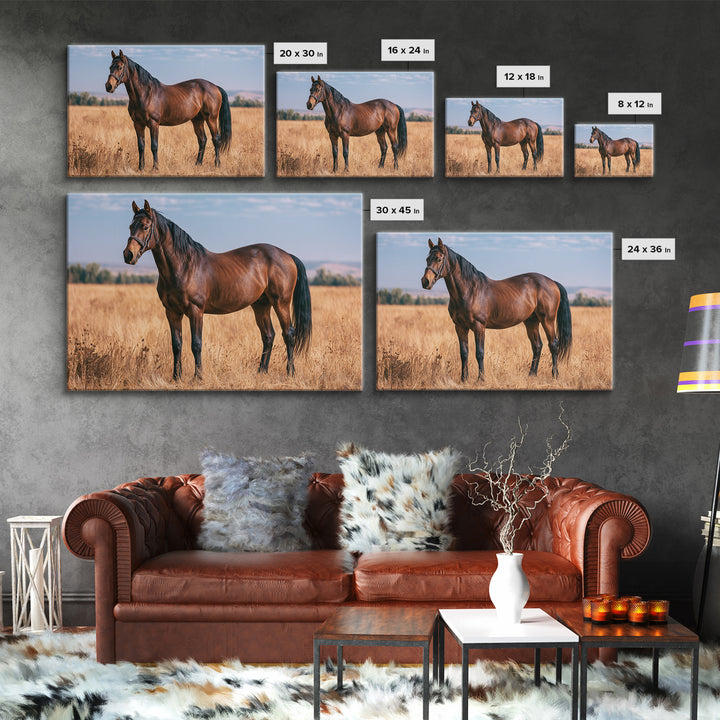 Brown Horse Portrait Framed Canvas Print, Rustic Art, Landscape Wall Art, Farmhouse Decor, Oil Painting, Rustic, Luxury Decor, RUS-3x2-81