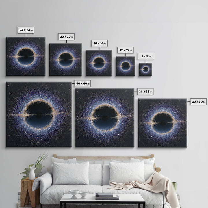 Black Hole with Radiant Accretion Ring Canvas Print, Space Art, Printable Art, Spa Decor, Fine Art, Serenity, Modern Decor, SAR-1x1-31