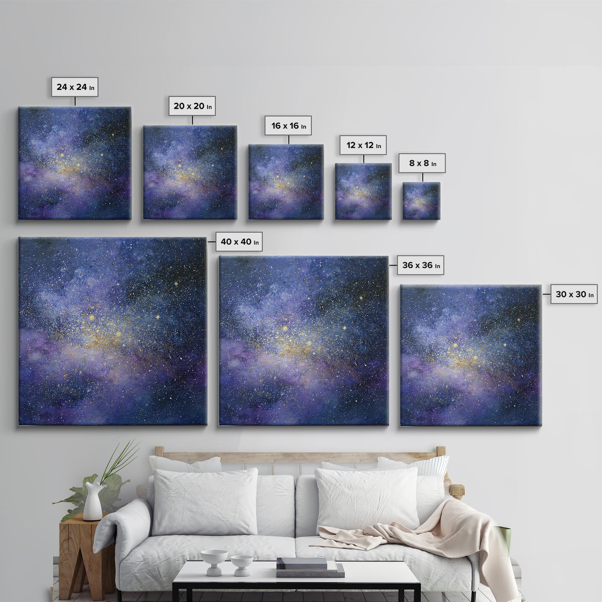 Distant Star Cluster Framed Canvas Print, Space Art, Digital Art, Spa Decor, Serenity, Modern Wall Art, Living Room Wall Art, SAR-1x1-44