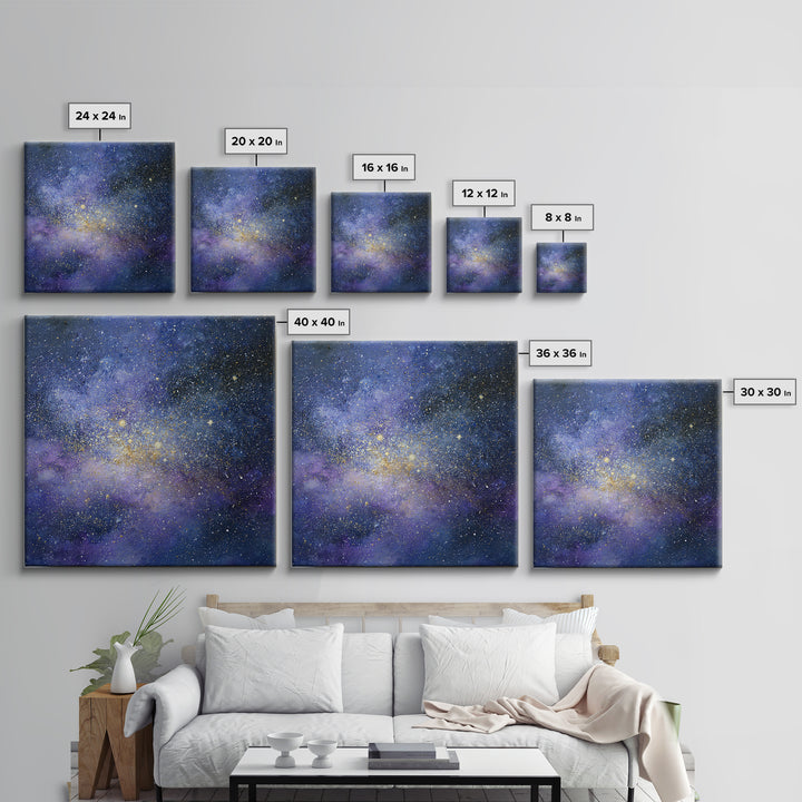 Distant Star Cluster Framed Canvas Print, Space Art, Digital Art, Spa Decor, Serenity, Modern Wall Art, Living Room Wall Art, SAR-1x1-44