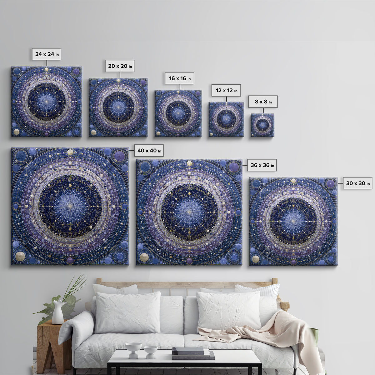 Planetary Rings Made of Ice and Light Canvas Print, Space Art, Boho Decor, Spa Decor, Fine Art, Serenity, Painting, Posters, SAR-1x1-90