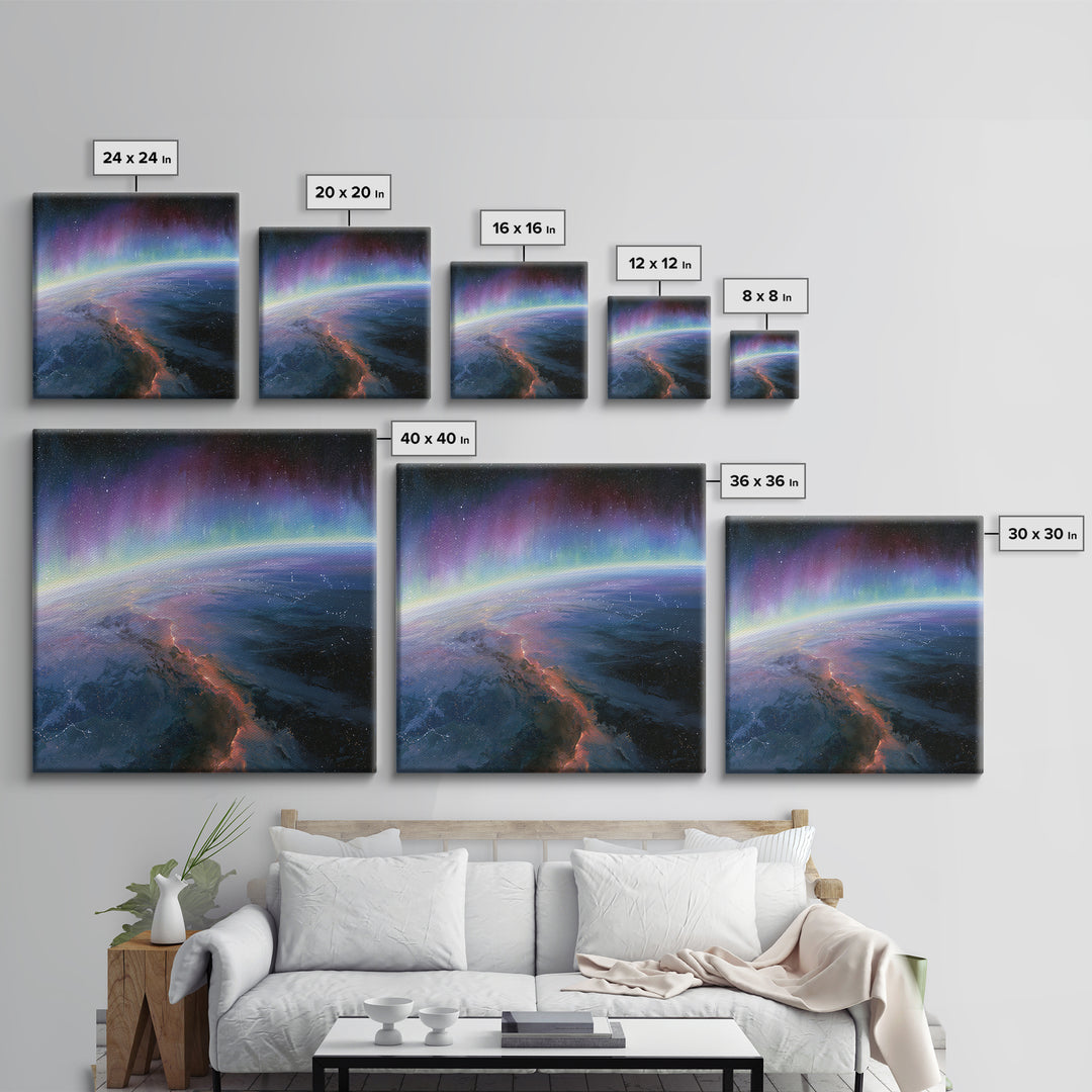 Aurora Viewed from Orbit Canvas Print, Space Art, Minimalist Decor, Spa Decor, Fine Art, Serenity, Digital Art, SAR-1x1-91