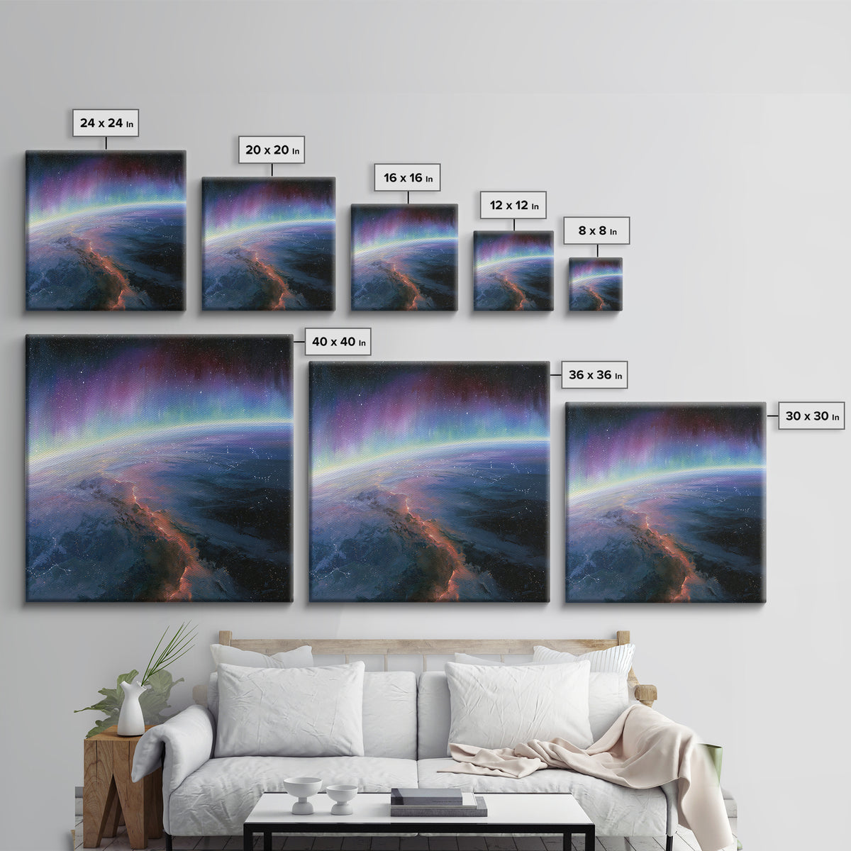 Aurora Viewed from Orbit Canvas Print, Space Art, Minimalist Decor, Spa Decor, Fine Art, Serenity, Digital Art, SAR-1x1-91