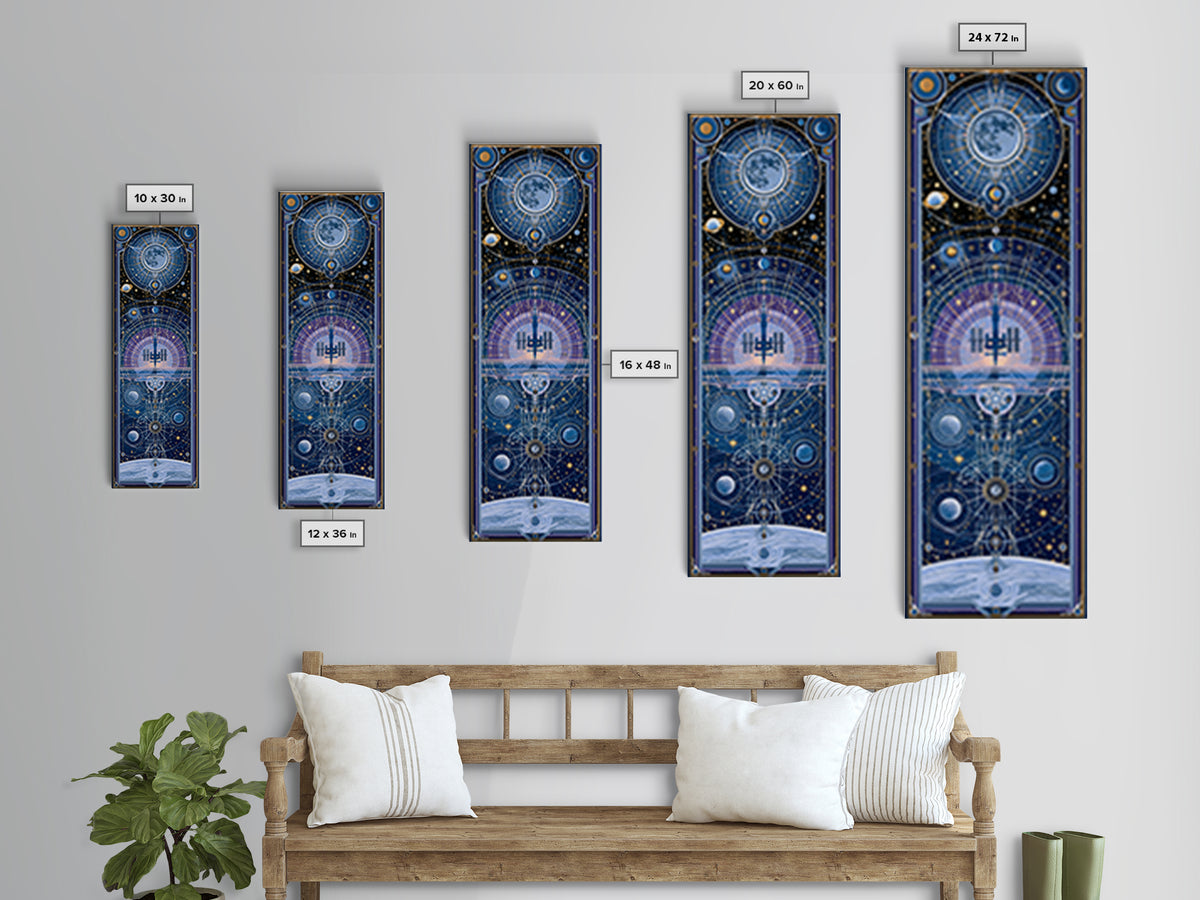 Space Station Silhouetted by Sunrise Canvas Print, Space Art, Art Prints, Spa Decor, Oil Painting, Serenity, Abstract Wall Art, SAR-1x3-12