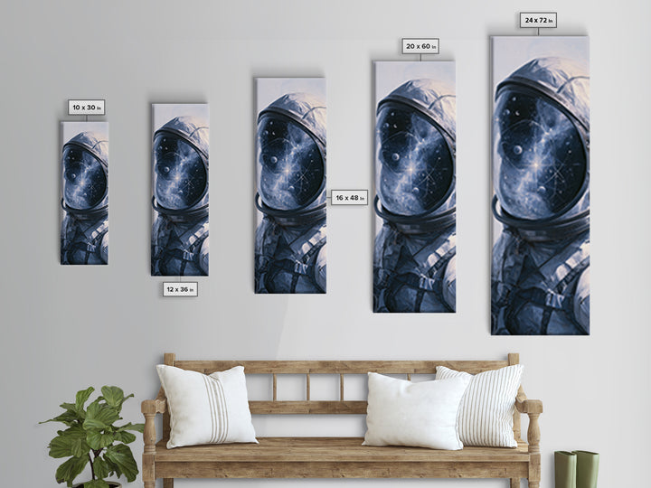 Astronaut Helmet Reflecting a Nebula Framed Canvas Print, Space Art, Canvas Wall Art, Spa Decor, Serenity, Gallery Decor, SAR-1x3-52
