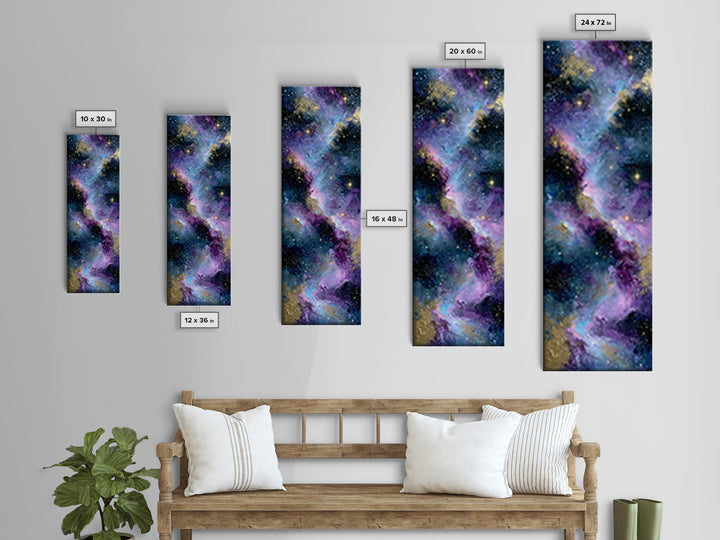 Colorful Nebula Cloud Framed Canvas Print, Space Art, Printable Wall Art, Spa Decor, Fine Art, Serenity, Living Room Wall Art, SAR-1x3-61