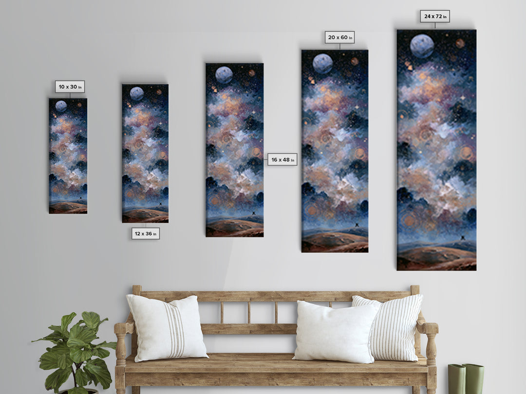 Mars Landscape with Tiny Rover Silhouette Framed Canvas Print, Space Art, Room Decor, Spa Decor, Serenity, Printable Art, SAR-1x3-69