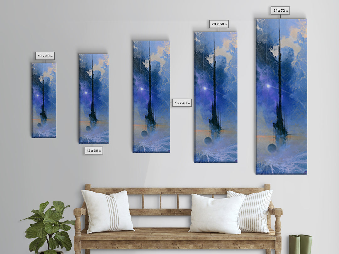 Space Station Silhouetted by Sunrise Framed Canvas Print, Space Art, Retro Wall Art, Spa Decor, Fine Art, Serenity, SAR-1x3-84