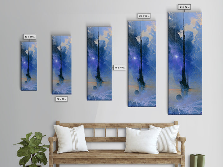 Space Station Silhouetted by Sunrise Framed Canvas Print, Space Art, Retro Wall Art, Spa Decor, Fine Art, Serenity, SAR-1x3-84
