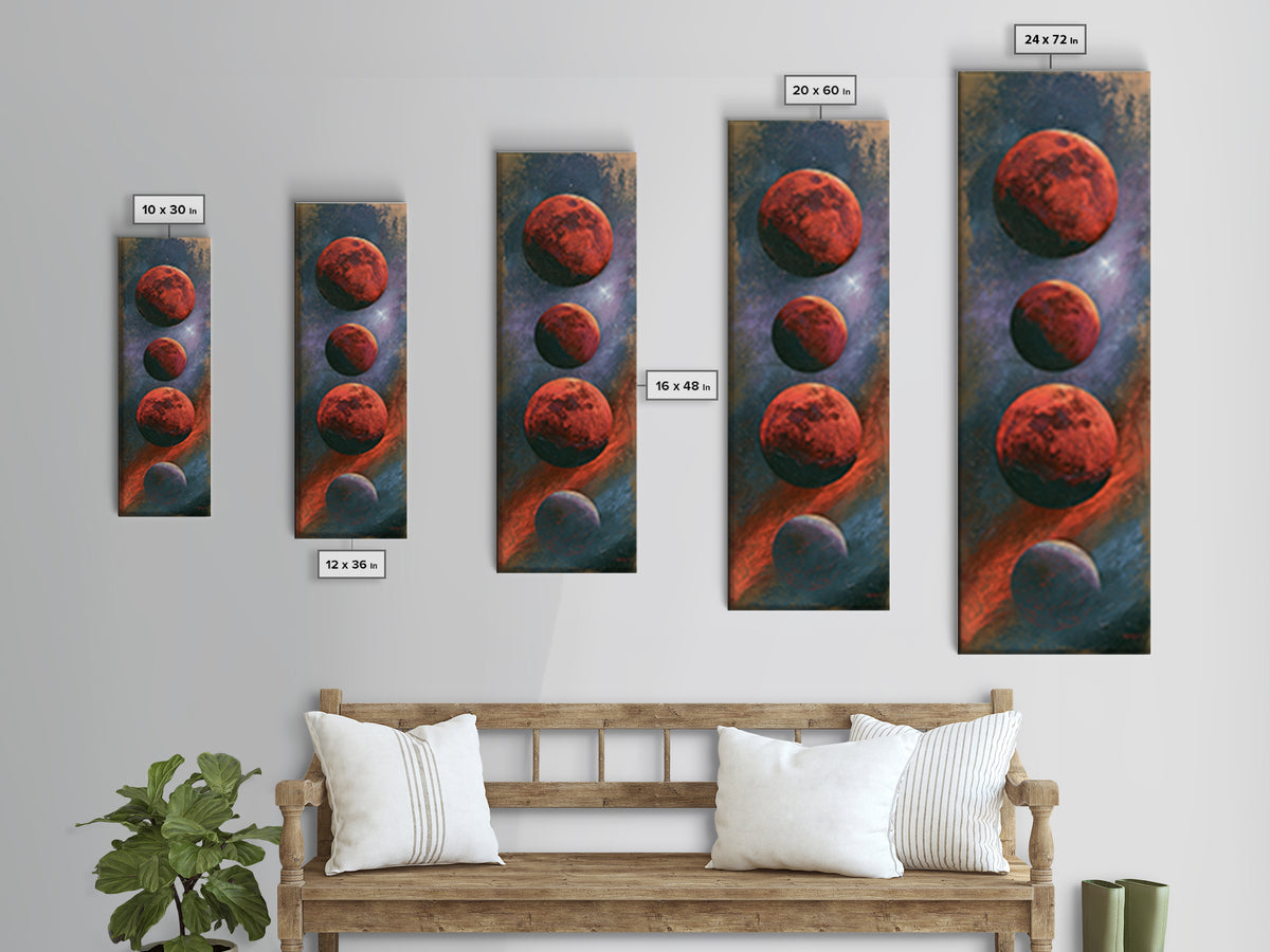 Lunar Eclipse in Deep Red Tones Canvas Print, Space Art, Wall Decor, Spa Decor, Fine Art, Serenity, Canvas Wall Art, SAR-1x3-95