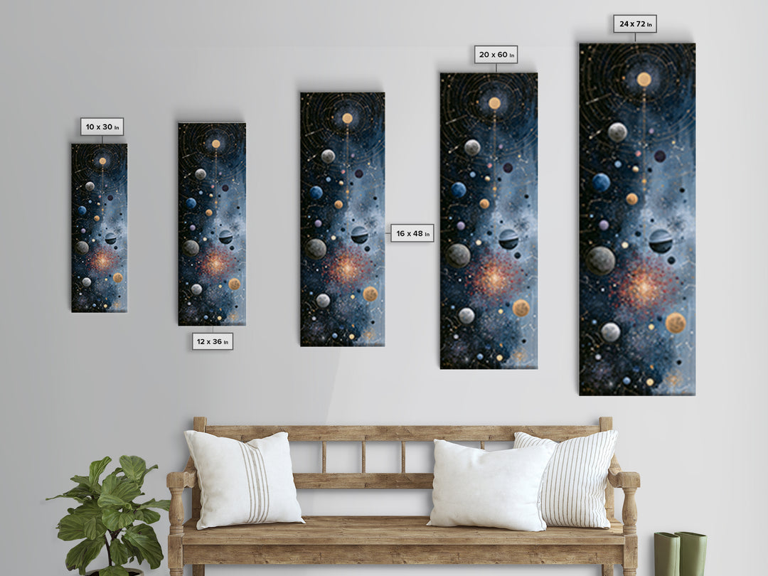 Cosmic Garden with Planets as Flowers Canvas Print, Space Art, Home Decor, Spa Decor, Fine Art, Serenity, Wall Art Prints, SAR-1x3-97