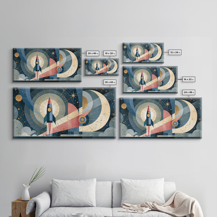 Retro Space Poster Canvas Print, Space Art, Canvas, Spa Decor, Fine Art, Serenity, Living Room Wall Art, Retro Wall Art, SAR-2x1-17