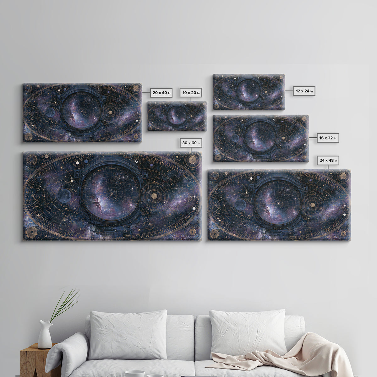 Astronaut Helmet Reflecting a Nebula Framed Canvas Print, Space Art, Room Decor, Spa Decor, Oil Painting, Serenity, SAR-2x1-60