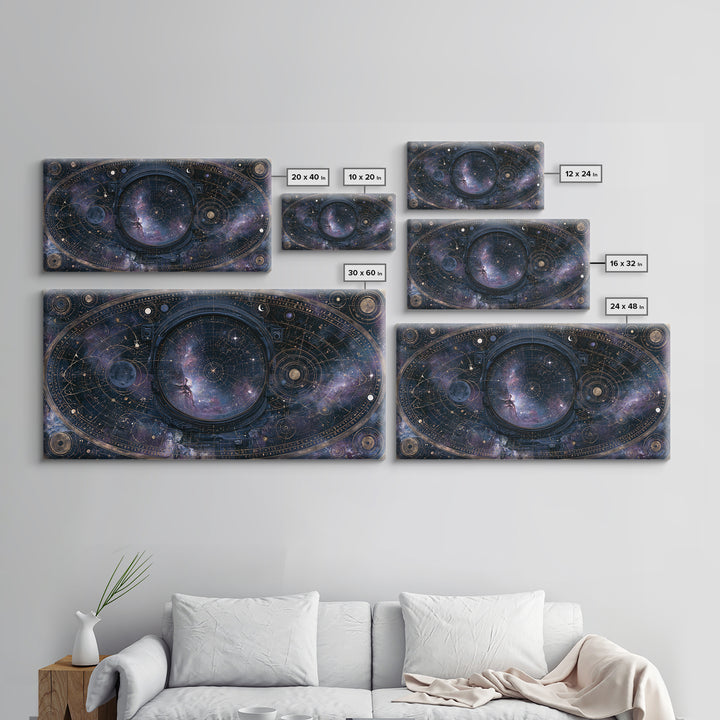 Astronaut Helmet Reflecting a Nebula Framed Canvas Print, Space Art, Room Decor, Spa Decor, Oil Painting, Serenity, SAR-2x1-60