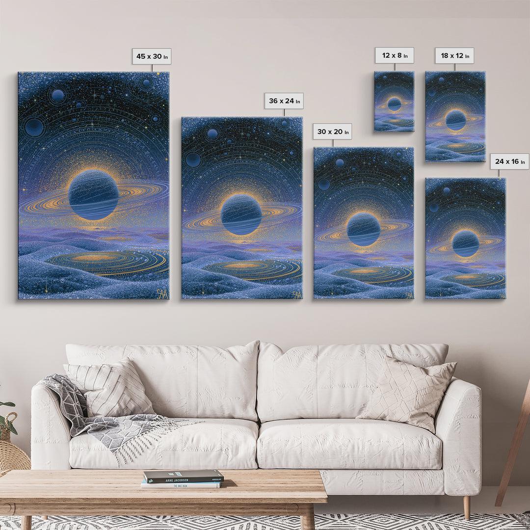 Ringed Planet Rising Canvas Print, Space Art, Wall Decor, Spa Decor, Fine Art, Serenity, Large Wall Art, Canvas Wall Art, SAR-2x3-10