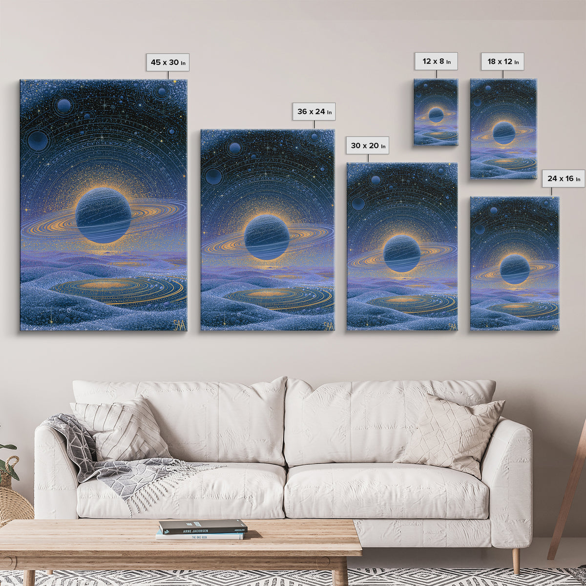 Ringed Planet Rising Canvas Print, Space Art, Wall Decor, Spa Decor, Fine Art, Serenity, Large Wall Art, Canvas Wall Art, SAR-2x3-10