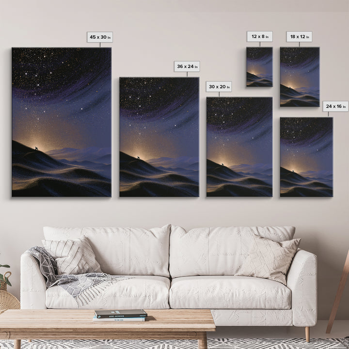 Mars Landscape with Tiny Rover Silhouette Framed Canvas Print, Space Art, Abstract Art, Spa Decor, Fine Art, Serenity, SAR-2x3-17