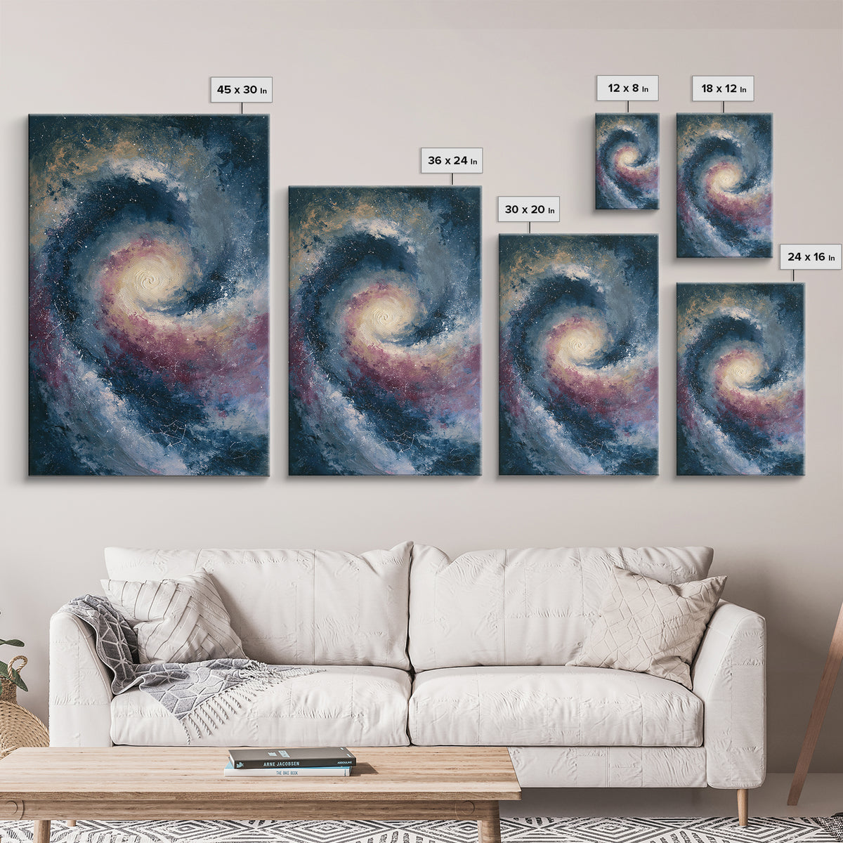Galaxy Spiral in Jewel Tone Paint Canvas Print, Space Art, Custom Art, Spa Decor, Fine Art, Serenity, Contemporary Art, SAR-2x3-71