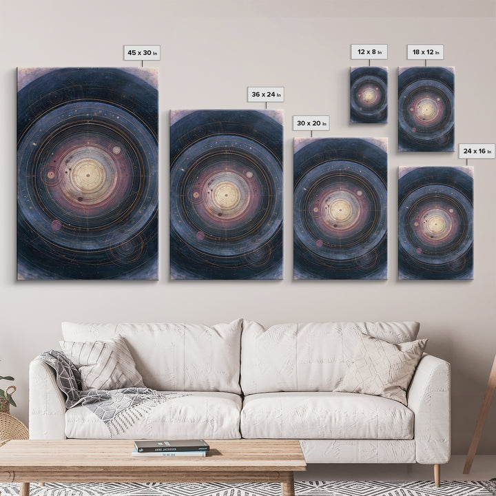 Planetary Rings Made of Ice and Light Framed Canvas Print, Space Art, Oil Painting, Spa Decor, Watercolor Art, Serenity, SAR-2x3-74