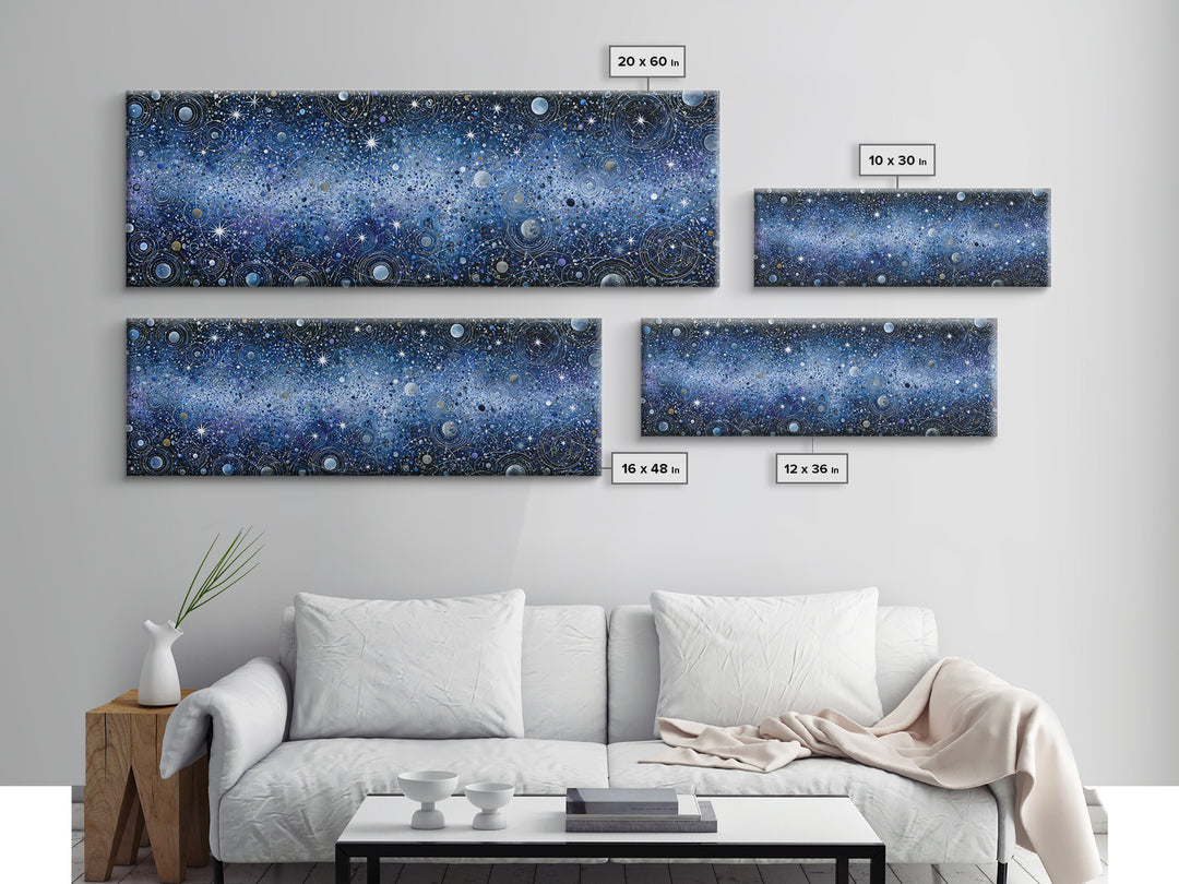 Distant Star Cluster Framed Canvas Print, Space Art, Retro Wall Art, Spa Decor, Fine Art, Serenity, Textured Painting, SAR-3x1-12