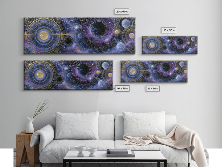 Solar System Arrangement Canvas Print, Space Art, Abstract Painting, Spa Decor, Fine Art, Serenity, Minimalist Decor, SAR-3x1-20