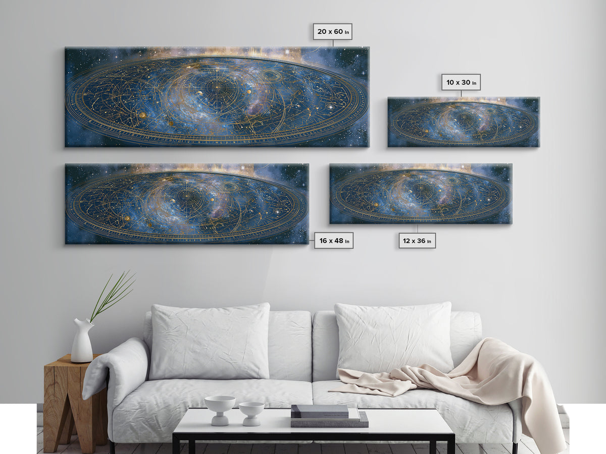 Star Map with Gold Constellation Lines Canvas Print, Space Art, Art Print, Spa Decor, Abstract Art, Serenity, Modern Wall Art, SAR-3x1-30