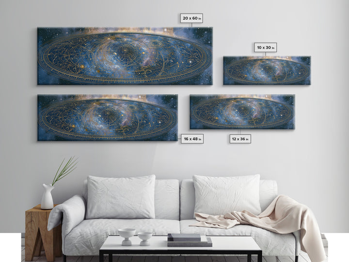Star Map with Gold Constellation Lines Canvas Print, Space Art, Art Print, Spa Decor, Abstract Art, Serenity, Modern Wall Art, SAR-3x1-30