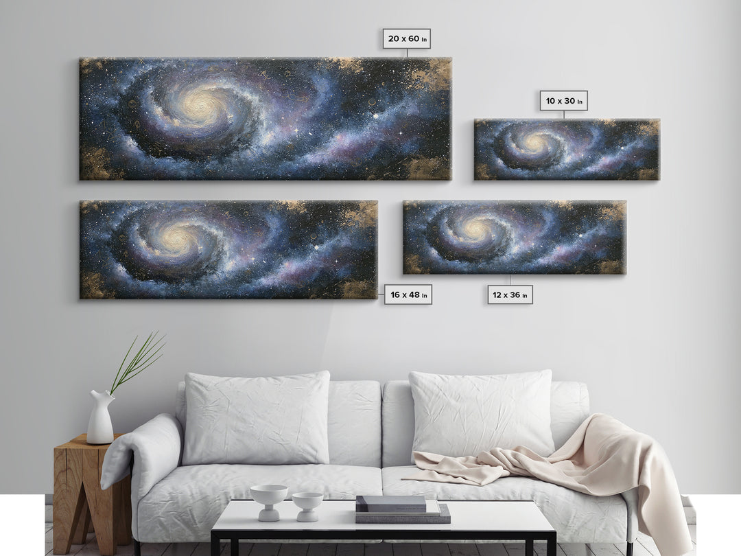 Galaxy Spiral in Jewel Tone Paint Framed Canvas Print, Space Art, Luxury Decor, Spa Decor, Fine Art, Serenity, Room Decor, SAR-3x1-7
