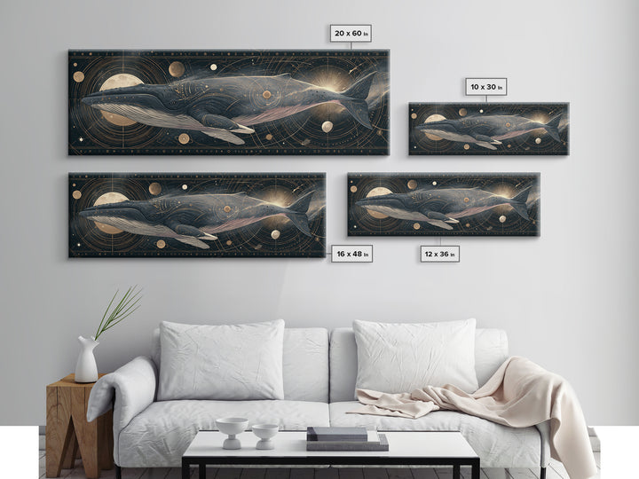 Space Whale Swimming Through Star Dust Canvas Print, Space Art, Wall Decor, Spa Decor, Fine Art, Serenity, Large Wall Art, SAR-3x1-96